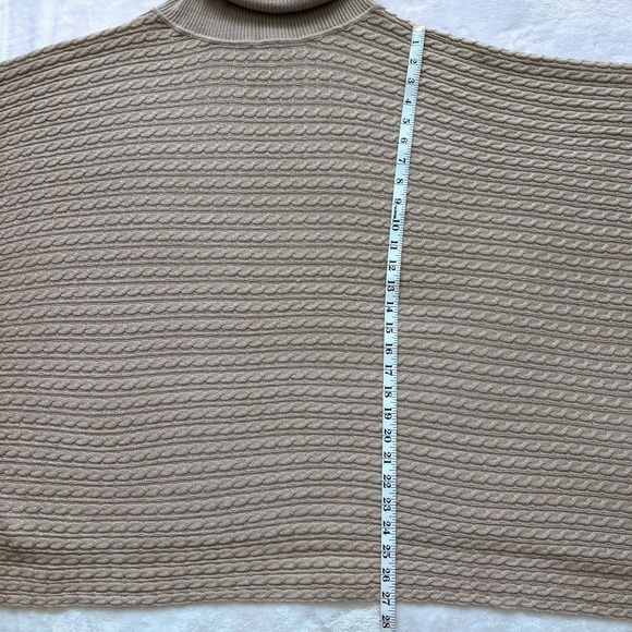 BOSTON PROPER Tan Cable Knit Turtleneck Poncho Sweater--EUC--XS/S - Picture 14 of 14